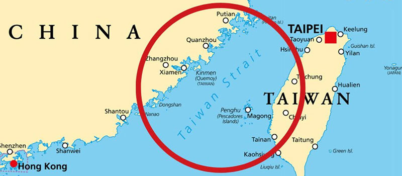 Map showing "Tension in the Taiwan Strait"