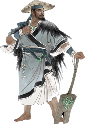 Mozi with a shovel
