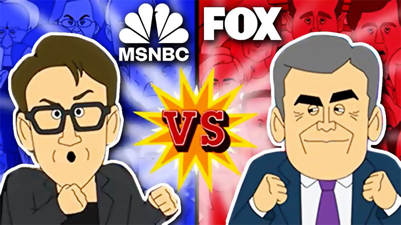 Animation showing MSNBC vs FOX
