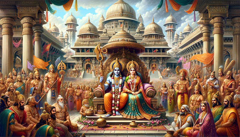 Ram and Sita enthroned in Ayodhya
