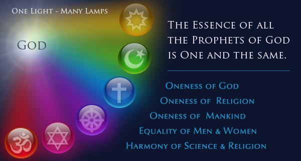 Bahai image of God as the one light that illuminates many lamps
