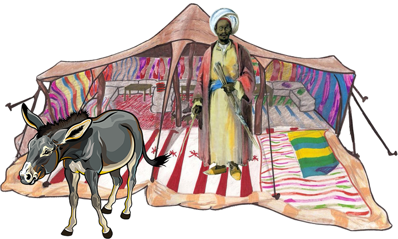 A Bedouin nomad with a wild donkey
