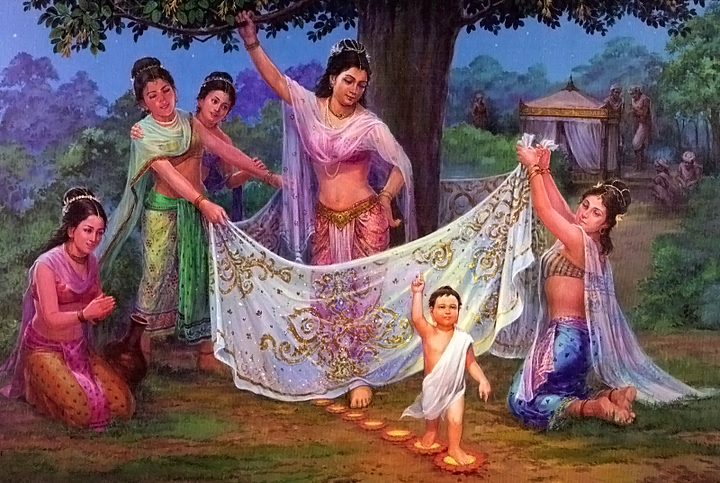 Siddhartha takes seven steps immediately after birth