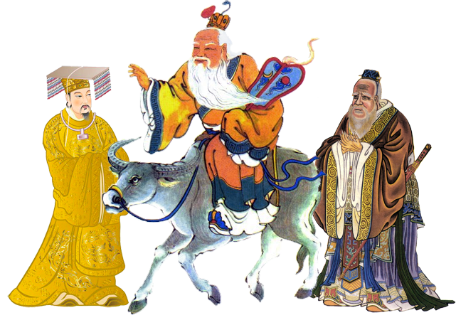 Huang-Lao Daoism: Yellow Emperor, Laozi and Confucius (representing synthesis of Legalism, Daoism and Confucianism)