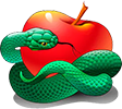 A snake surrounding an apple (symbolizing the concept of "original sin")