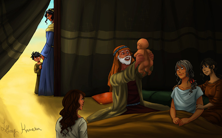 The Birth of Isaac (with Hagar and Ishmael outside the tent)