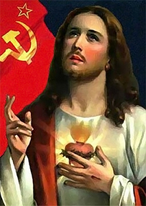Jesus with a communist flag