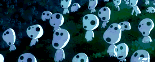 Animated image of kodama (tree spirits) from Princess Mononoke