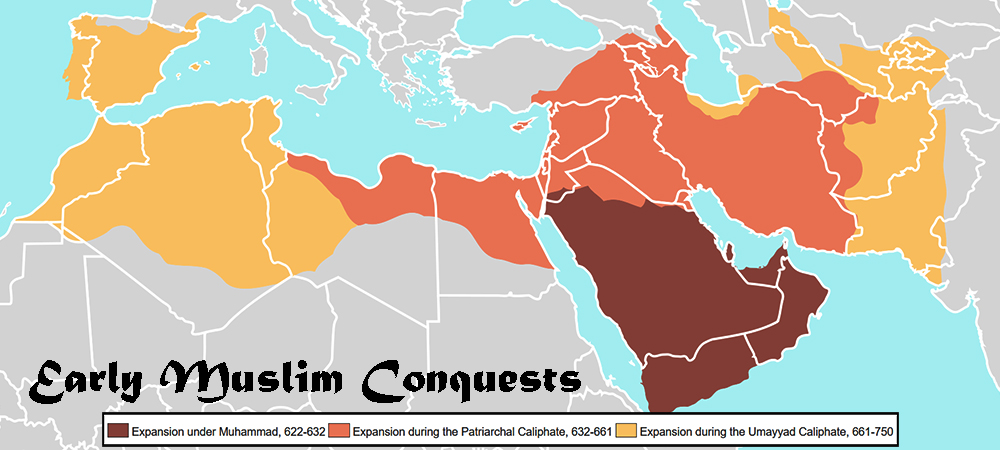 Map showing the expansion of the early Islamic empire