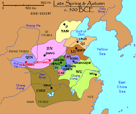 Map of the Spring and Autumn period