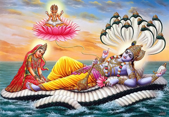 Vishnu sleeping on Shesha